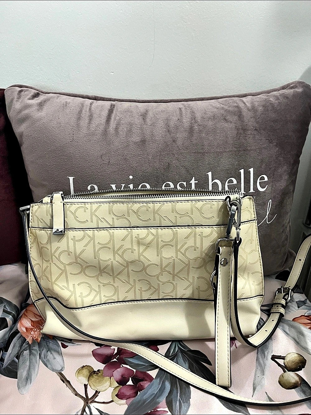 Calvin Klein Monogram Shoulder Bag Cream & Beige